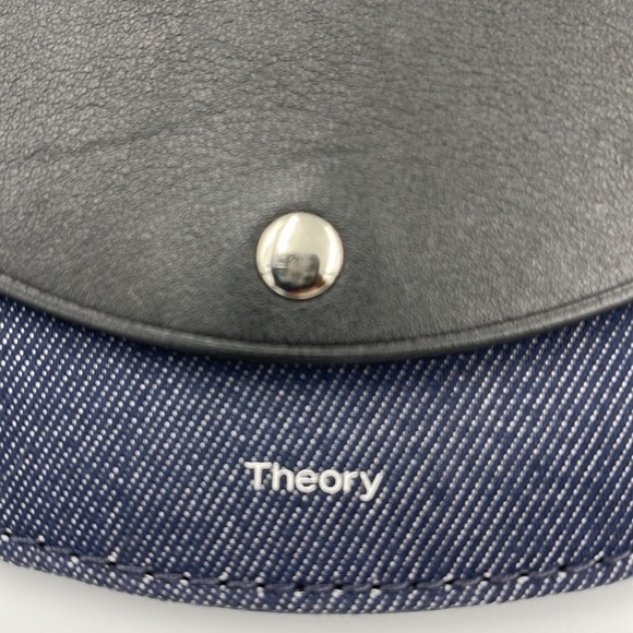 Theory Post Saddle Belt Bag Black with Navy Denim - Picture 9 of 9